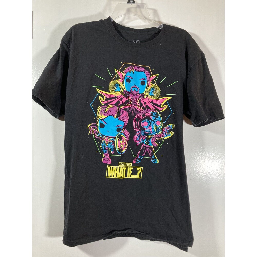 Marvel Studios What If? Funko Pop T-Shirt feat. Dr. Strange (XL) • Neon • euc